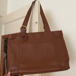 Vintage coach tote shoulder bag brown leather